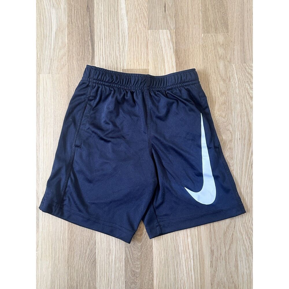 Nike Boys Shorts Size M 5-6 Years Black Dri-Fit Swoosh Logo Athletic